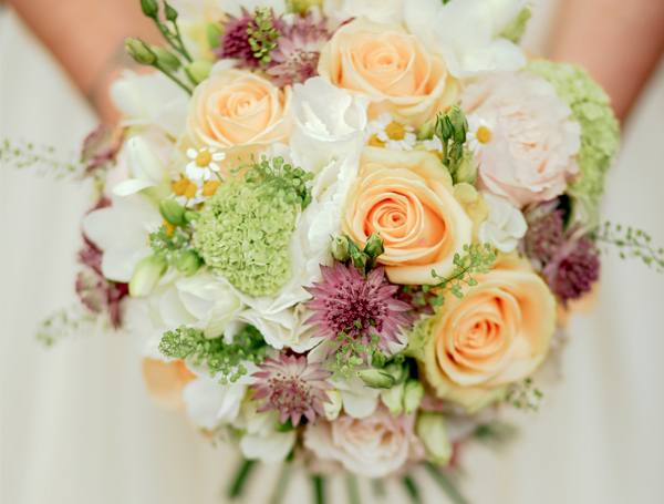 Wedding Flowers - Bouquet With Peach Roses